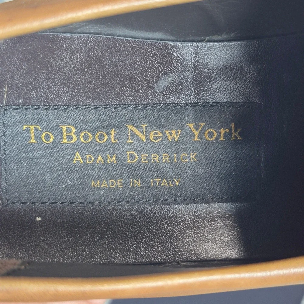 To Boot New York Adam Derrick Mens 7.5 Brown Leather Penny Loafers Made in Italy